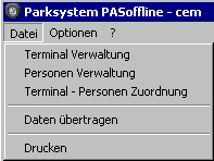 parking offline parksystem - menü